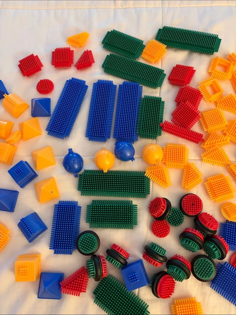 Large Assortment of Vintage Bristle Block’s- Bright Primary Colors